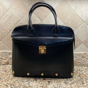 Salvatore Ferragamo 12”x14.5”x4”Vintage Black Leather/Studded Handbag